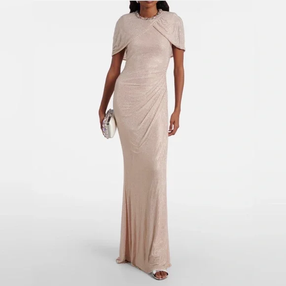 Self-Portrait CHAMPAGNE RHINESTONE MAXI DRESS